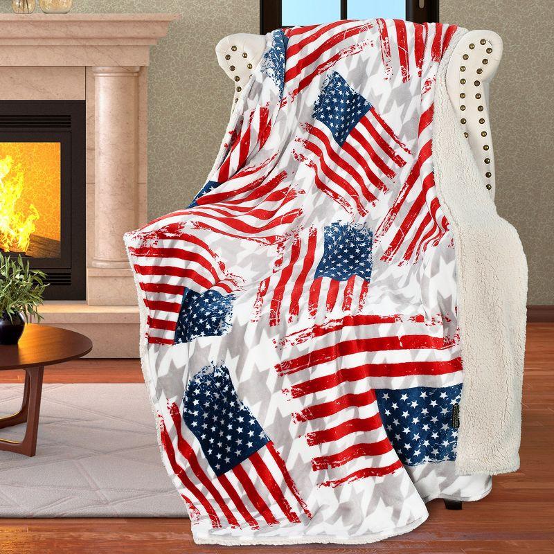 Catalonia Patriotic US Flag Blanket, American National Flag Throws, Reversible Blanket for Couch, 4th of July Citizenship Veteran Gift, 50X60 inches