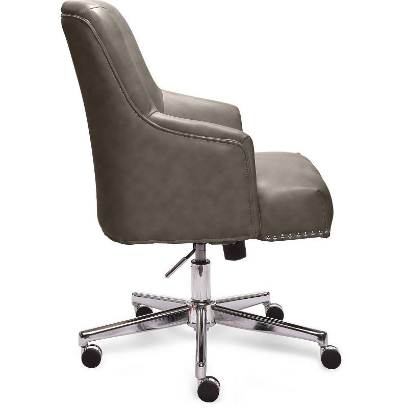 Modern Leighton Swivel Home Office Chair in Gray Bonded Leather