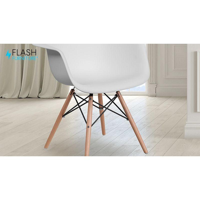 Flash Furniture Alonza Series White Plastic Chair with Wooden Legs