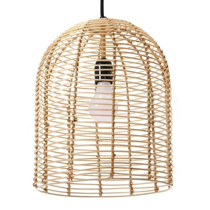 Storied Home Modern Boho Hand Woven Rattan Ceiling Light, Natural
