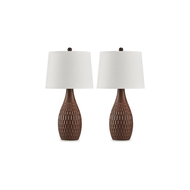 Signature Design by Ashley Cartford Ceramic Table Lamp (Set of 2), Reddish Brown