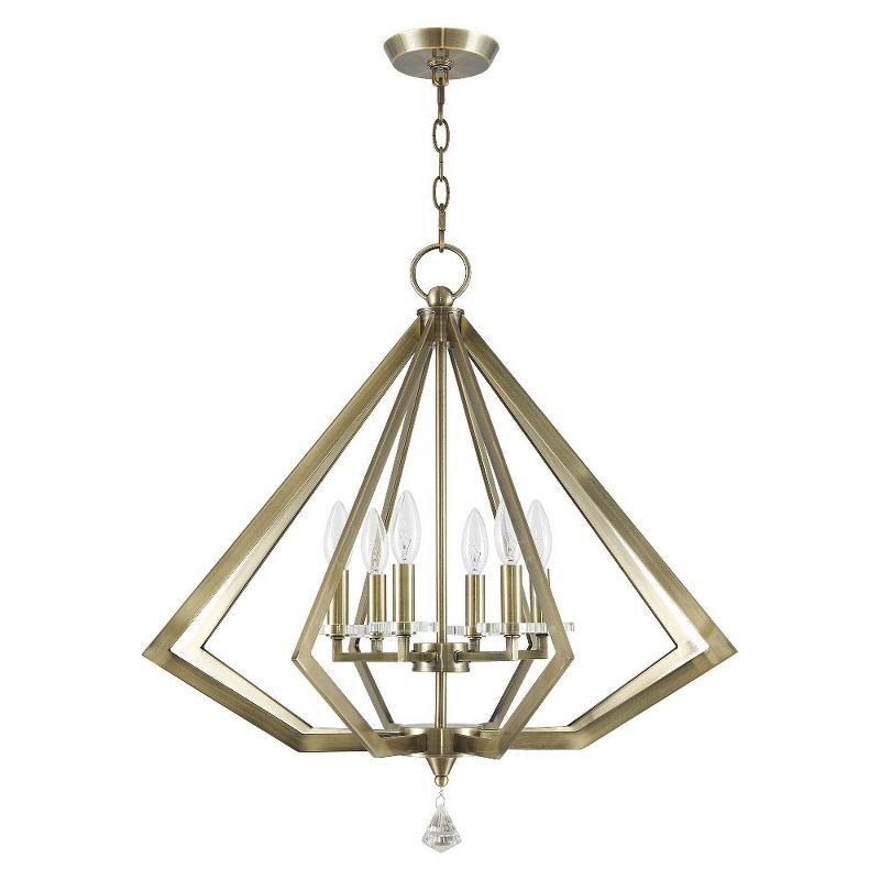 Polished Nickel Diamond 6-Light Chandelier