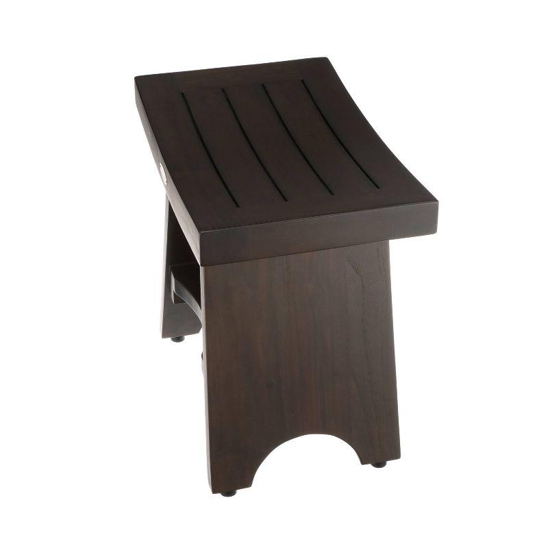 18" Serenity DT101 Wide Teak Wood Shower Bench with Shelf - DecoTeak: Rectangle, Non-Upholstered, 250lb Capacity