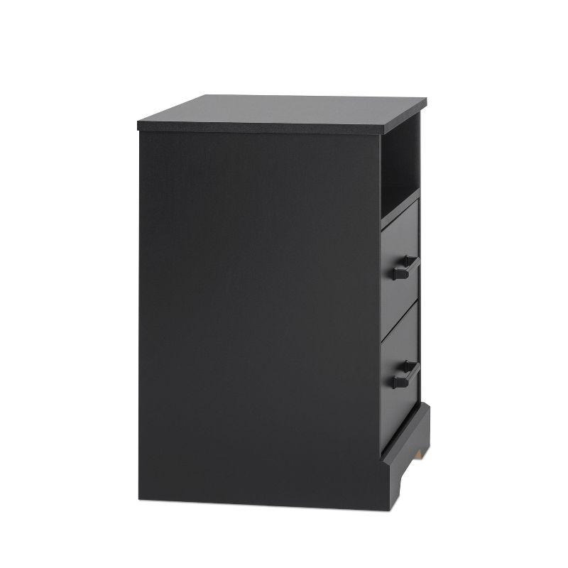 Prepac Rustic Ridge Farmhouse Nightstand with 2 Drawers and Open Shelf Black
