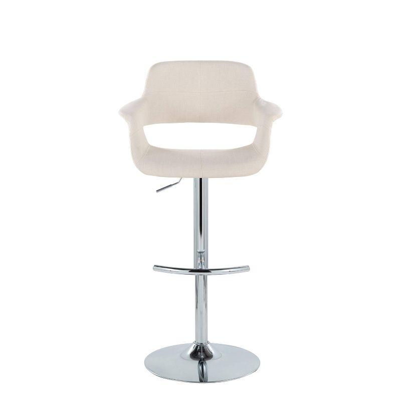 Set of 2 Vintage Flair Adjustable Barstools Chrome/Cream - LumiSource: Swivel, Upholstered, Steel Frame, Foam Fill