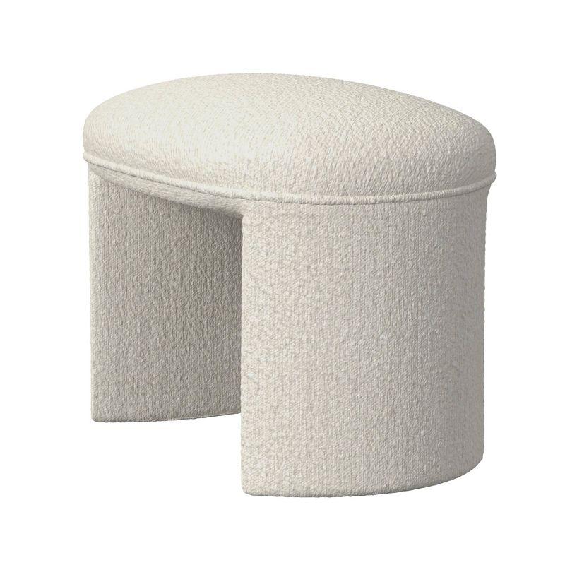 Cream Boucle Upholstered Rectangular Ottoman Foot Rest