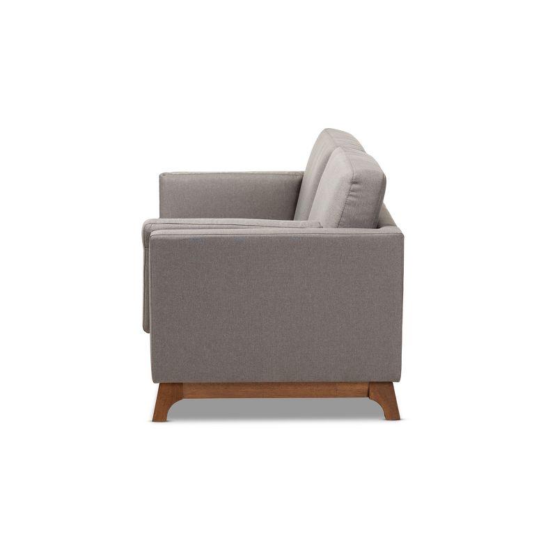 Sava Fabric Upholstered Walnut Wood 2 Seater Loveseat Gray - BaxtonStudio