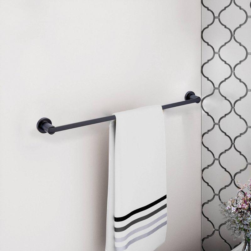 24" Eastport Contemporary Towel Bar Matte Black - Design House: Dual Metal Bathroom Holder, Wall Mounted