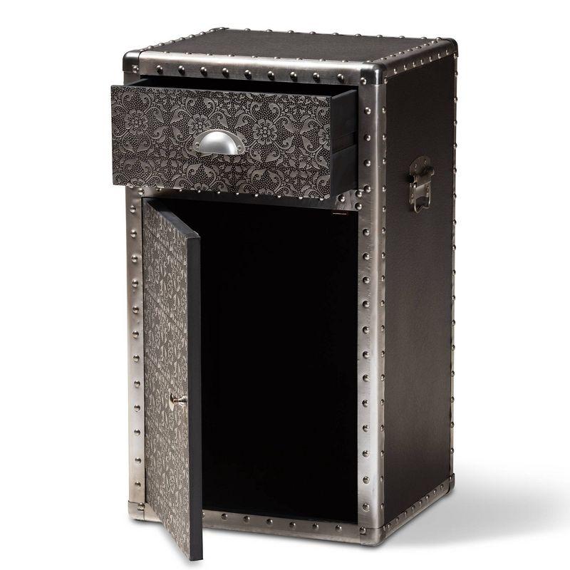 Cosette Metal Floral Accent Cabinet Silver - Baxton Studio: Universal Storage Footlocker, 28" High