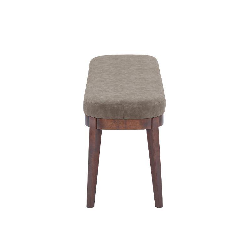 Christopher Knight Home Forma Mid-Century Modern Faux Leather and Rubberwood Upholstered Bench, Brown
