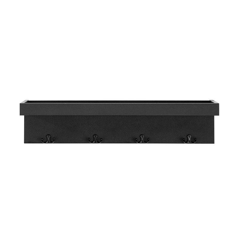 Black Wall Mounted Entryway Coat Rack with Shelf and Hooks