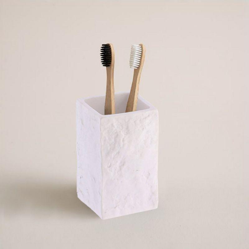 Evideco Square Resin Stone Effect Bath Tumbler Cup Toothbrush Holder