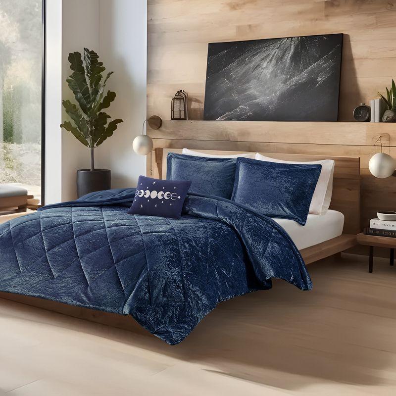 Felicia Crushed Velvet Comforter Set with Throw Pillow