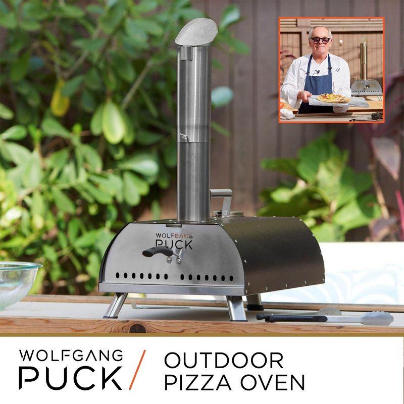 Wolfgang Puck Outdoor Pizza Oven, Durable Stainless Steel, Portable Pizza Oven, Compact Storage, Pellet Pizza Oven Silver