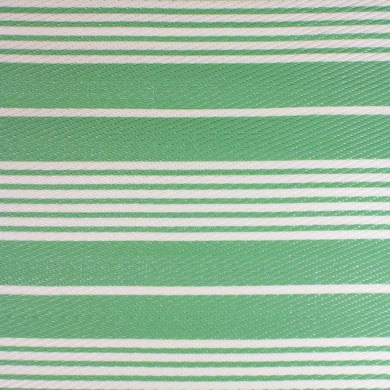 Green and White Striped Easy-Care Synthetic Outdoor Rug, 4' x 6'