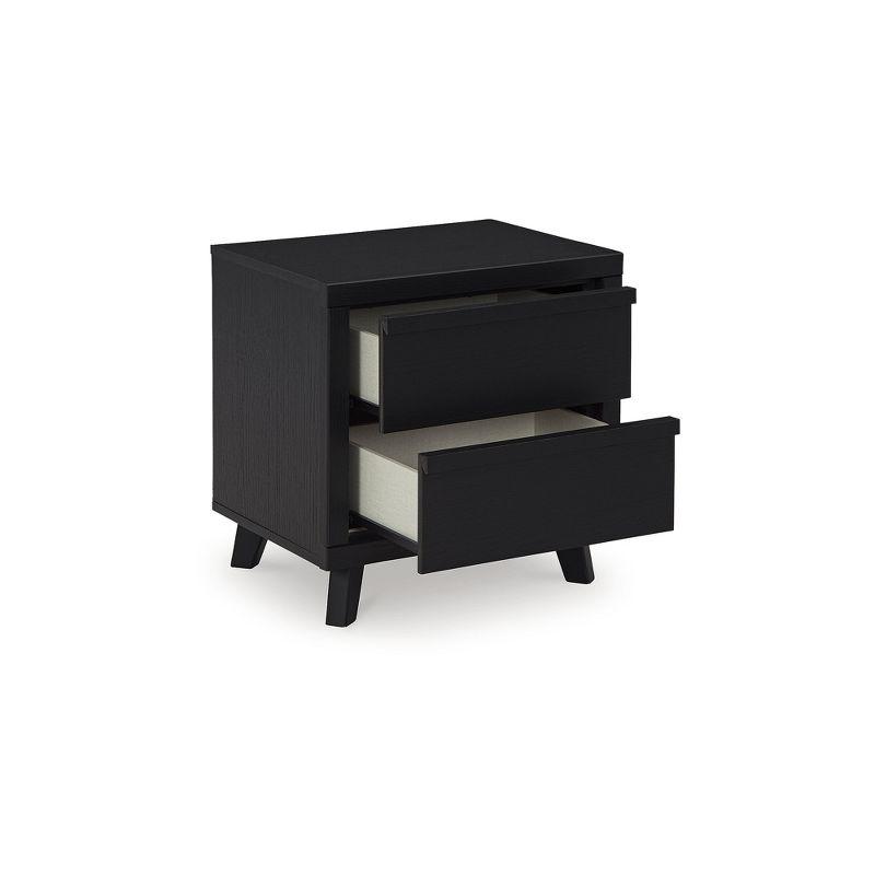 Signature Design by Ashley Danziar Modern 2 Drawers Nightstand with USB & Qi Charging Options, Black