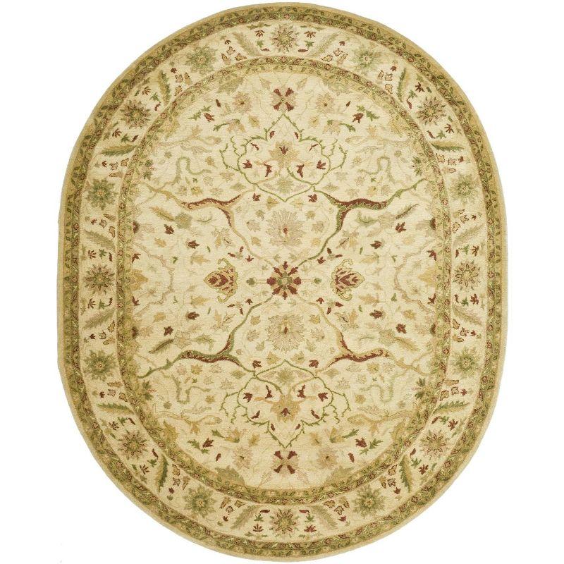 Elegant Ivory Oval Hand-Tufted Wool Area Rug, 7'6" x 9'6"