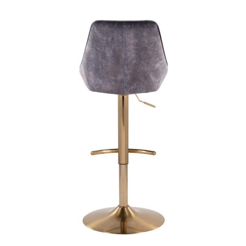 Adjustable Diana Gray Velvet Swivel Bar Stools with Metal Base, Set of 2