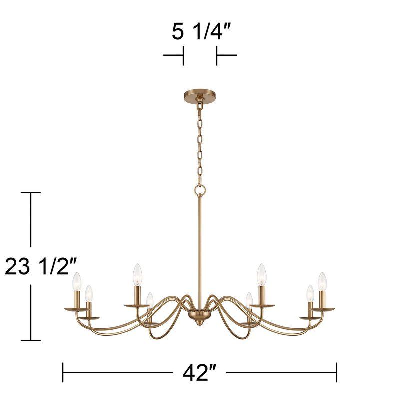 Franklin Iron Works Soft Gold Chandelier 42" Wide Farmhouse Rustic Bent Arms 8-Light Fixture for Dining Room Living House Home Foyer Kitchen Island