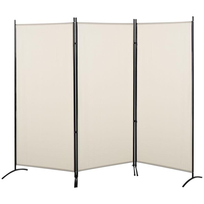 HOMCOM 3-Panel Room Divider Folding Privacy Screen Separator Partition Wall for Indoor Bedroom Office 100" x 72" Beige