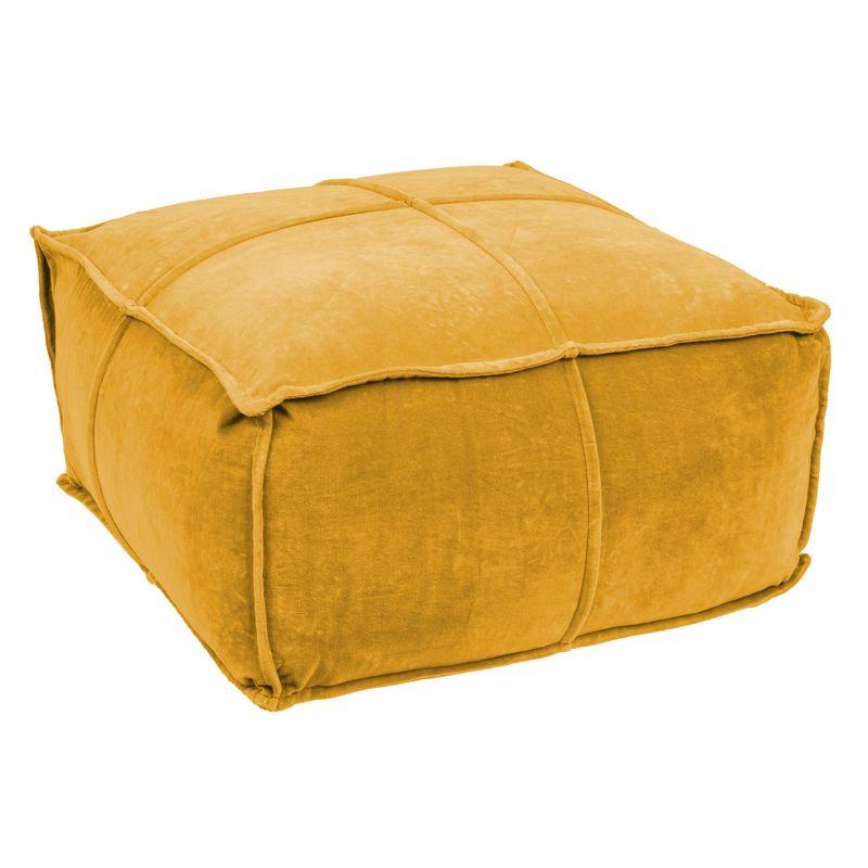 Goldenrod Yellow Square Cotton Velvet Pouf