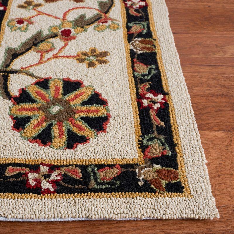 Easy Care Cream and Olive Hand Hooked Area Rug