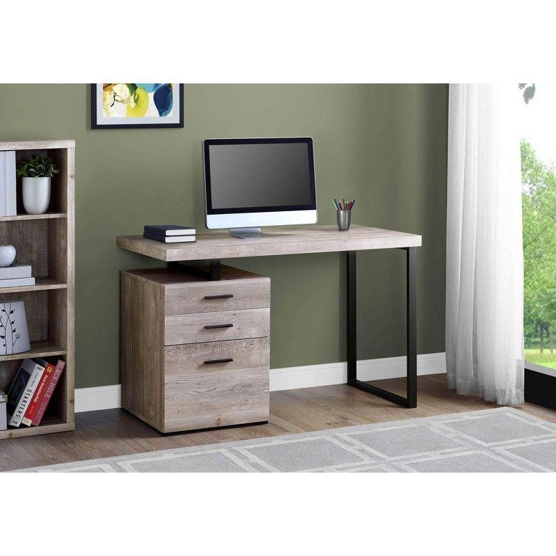 Monarch Specialties Computer Desk Home Office Laptop Left Right Set-Up Storage Drawers 48InchL Work Metal Laminate Beige Black Contemporary Modern