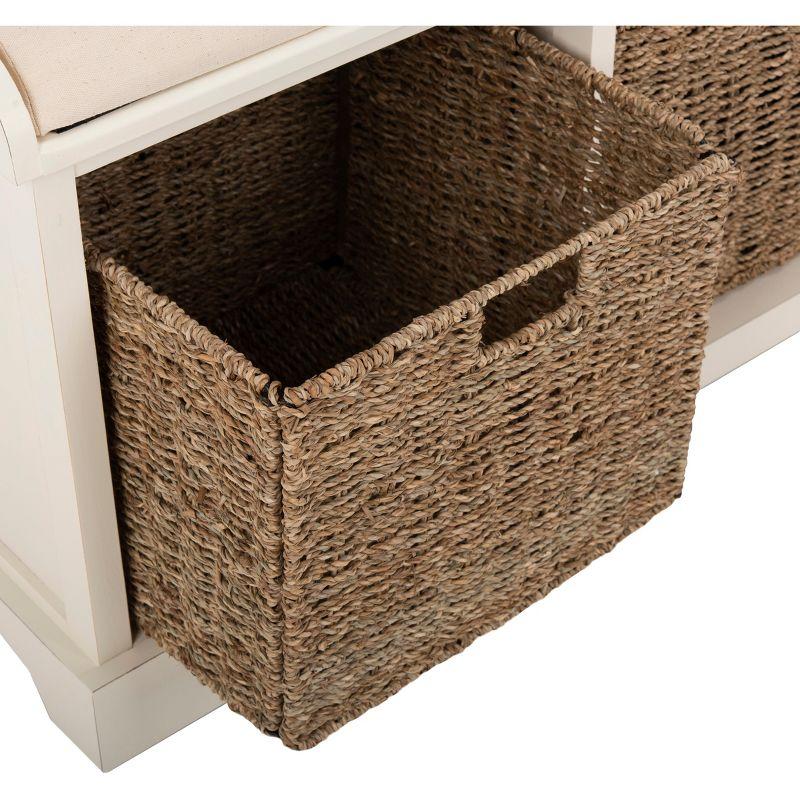 Lonan Wicker Storage Bench - White - Safavieh