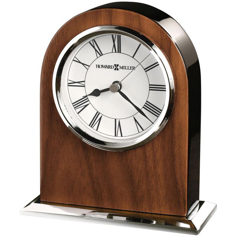 Palermo Walnut and Silver Contemporary Table Clock