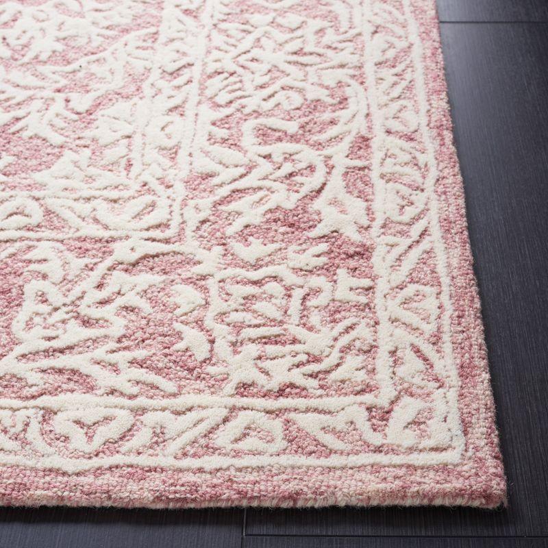 Hand-Tufted Pink and Ivory Wool Area Rug 3' x 5'