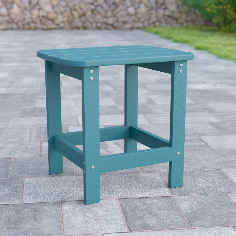 Teal Classic Poly Resin Adirondack Side Table for Outdoor