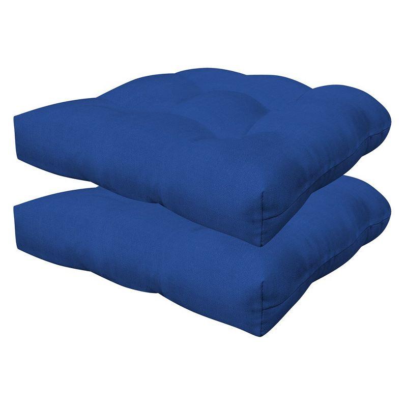 Sapphire Blue Outdoor Tufted Seat Cushions (2-Pack)