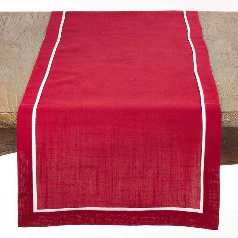 Red Polyester Winter Table Runner with White Border, 70x16 in