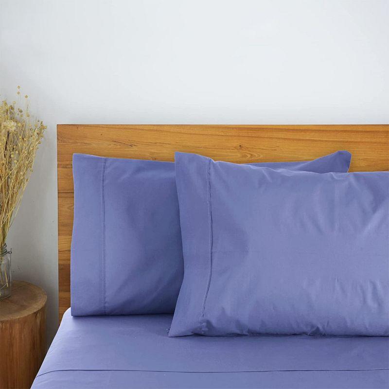 LuxClub 2 PC Violet Blue Queen Performance Microfiber Solid Pillowcase Set