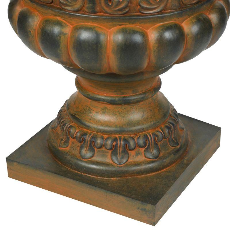 LuxenHome Weathered Brown Decorative MgO Urn Planter
