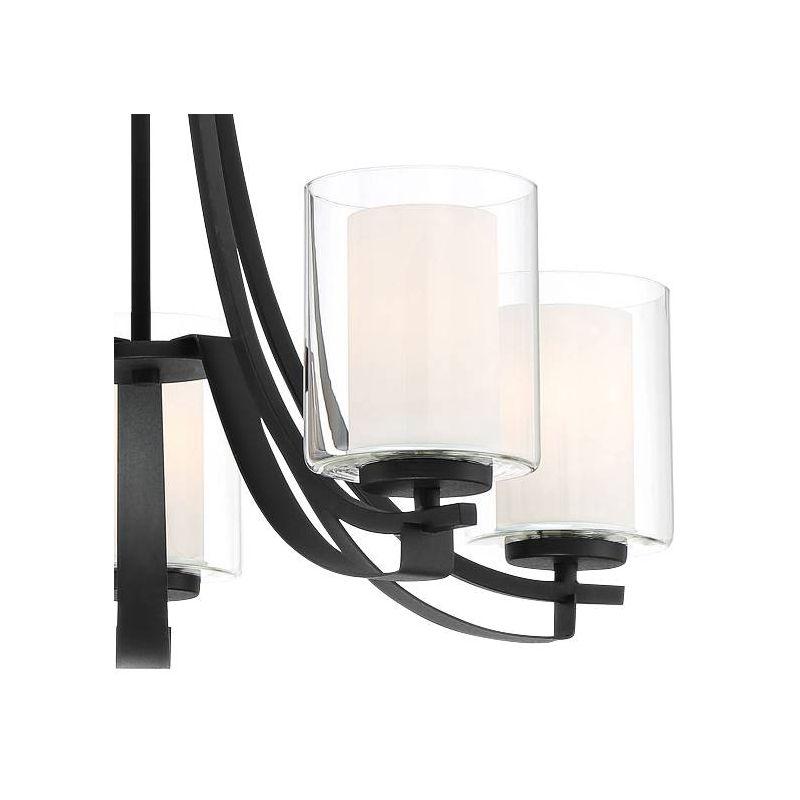 Minka Lavery Sand Coal Pendant Chandelier 25 1/2" Wide Modern Clear Outer White Inner Glass Shade 5-Light Fixture for Dining Room