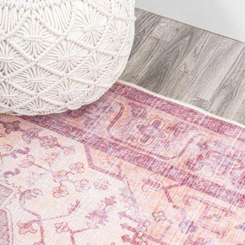 2' x 8' Alacati Ogee Medallion Machine Washable Indoor/Outdoor Runner Rug, Red/Orange/Cream - JONATHAN Y