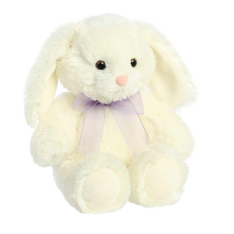 Aurora 10.5 Inch White Plush Bunny with Lavender Bow