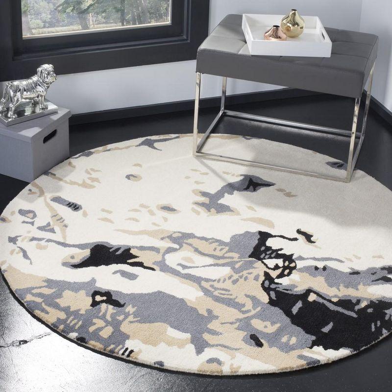 Bella BEL117 Hand Tufted Area Rug - Ivory/Grey - 5' Round - Safavieh.