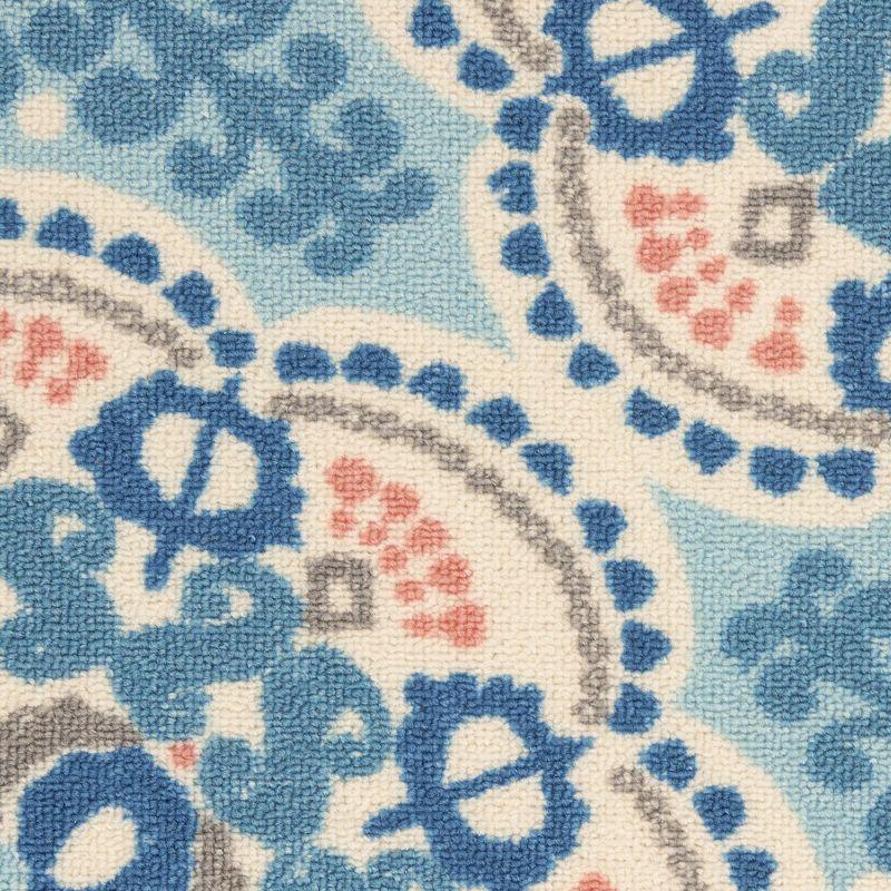 Waverly Floral Blue Outdoor Area Rug