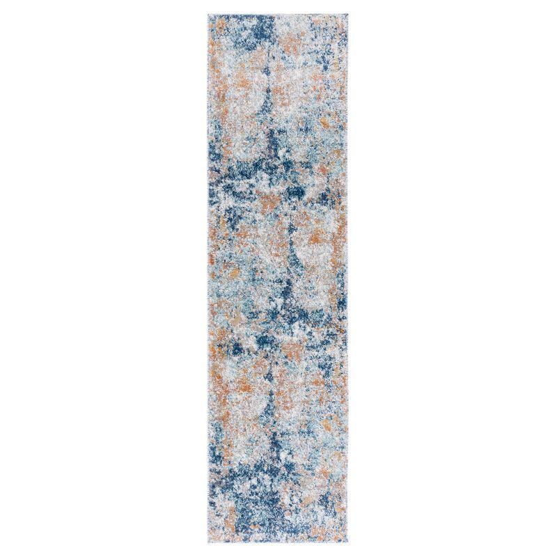 Gray Abstract Stain-Resistant Synthetic Runner Rug, 24" x 4"