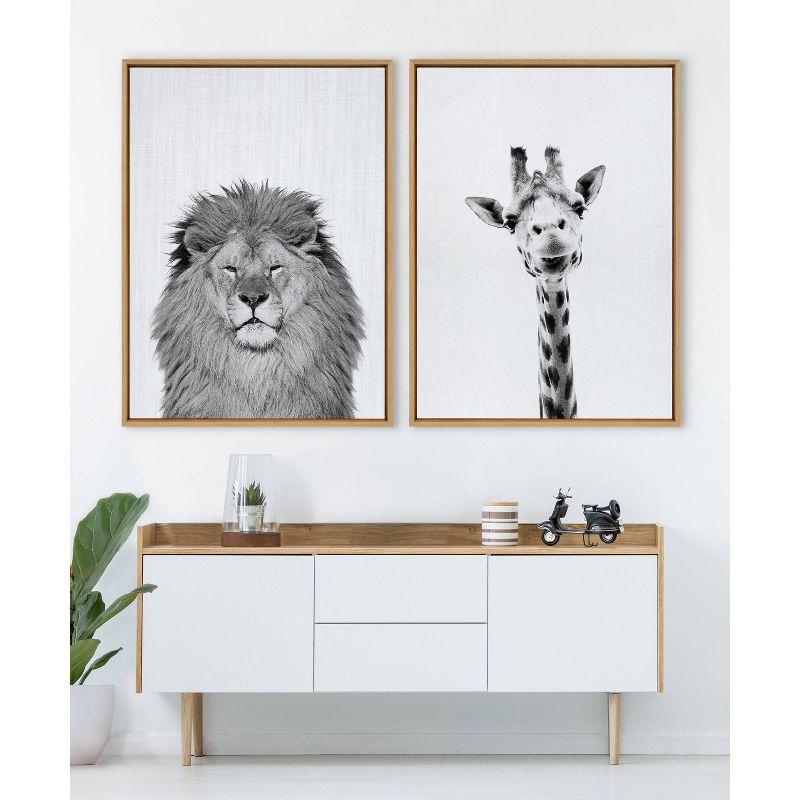 23" x 33" Sylvie Lion Framed Canvas by Simon Te Tai - Kate and Laurel