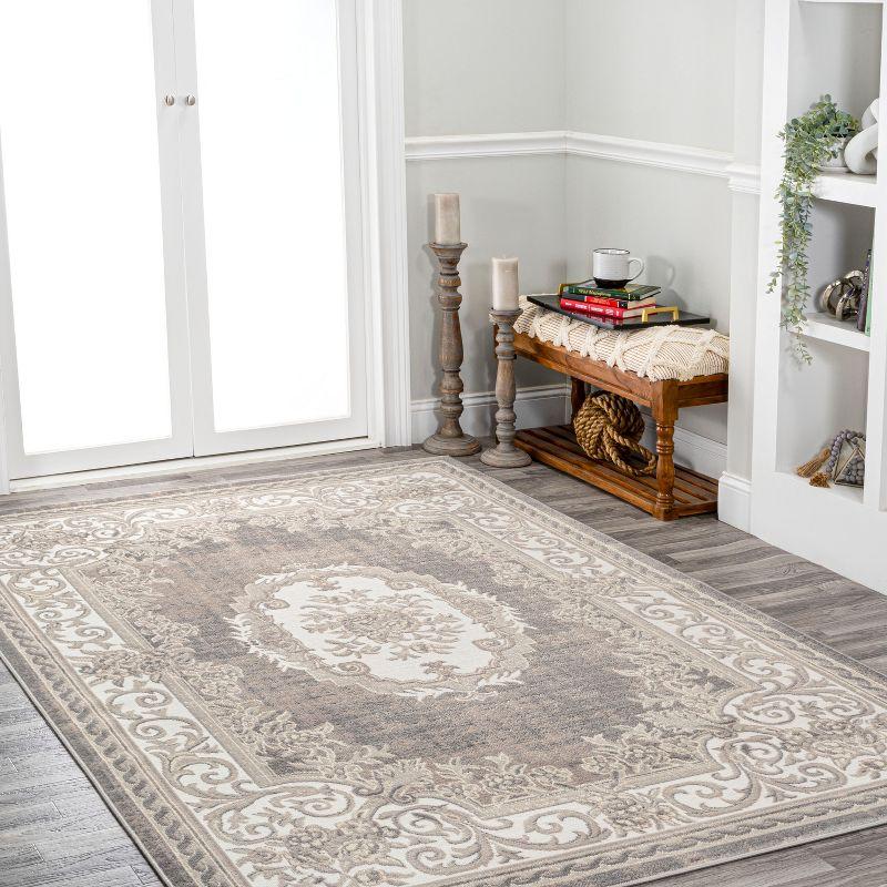 Handmade Reversible Gray/Ivory Medallion Synthetic 3x5 Area Rug