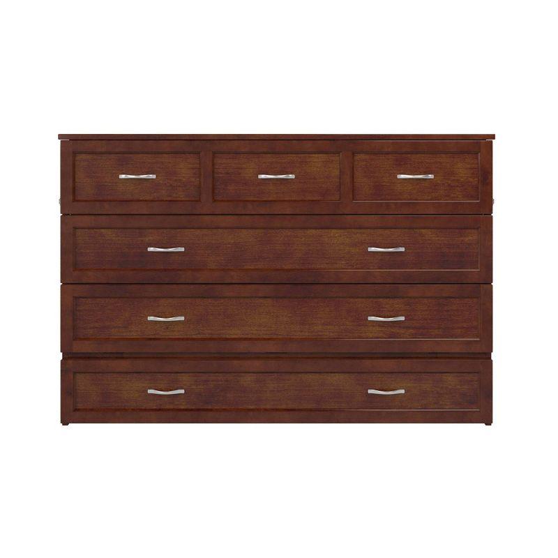 Queen Northfield Murphy Bed Chest Walnut - AFI: Hardwood Frame, Built-In USB Ports & Storage Drawer