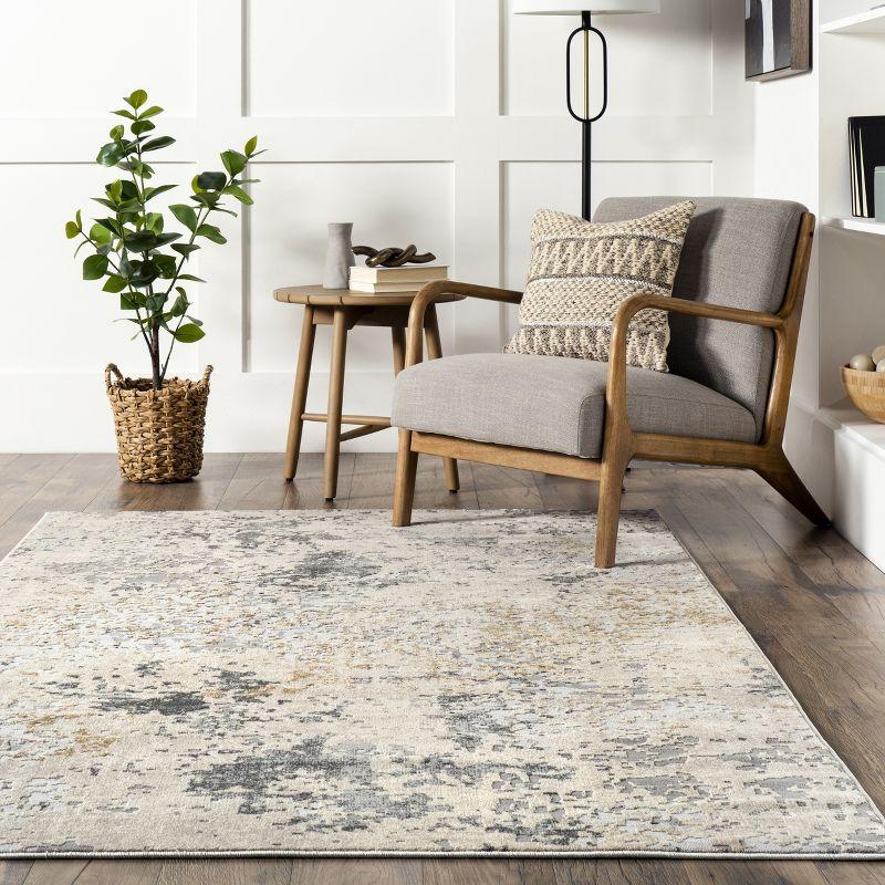 Chastin Gray Abstract 6' Square Synthetic Area Rug