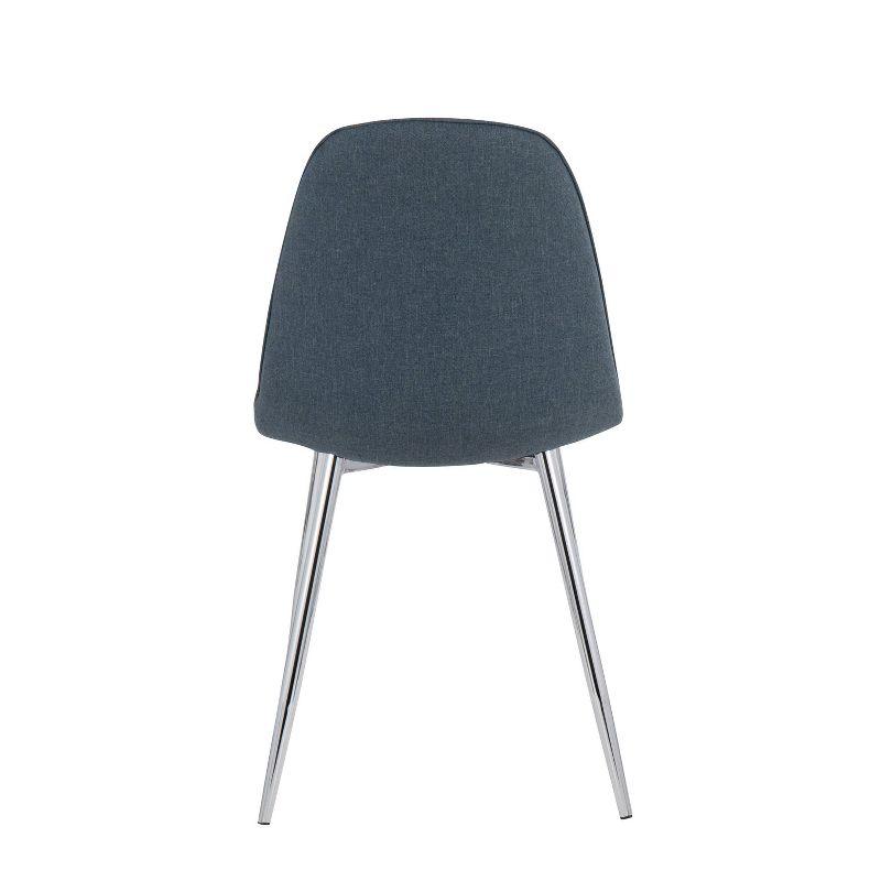 Set of 2 Pebble Metal/Polyester Dining Chairs with Chrome Legs Blue - LumiSource: Steel Frame, Foam Cushion, Spot Clean