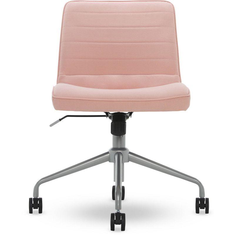 Adore Decor Adelaide Task Chair French Pink: Chrome-Plated, Adjustable Height, Swivel, Metal Base