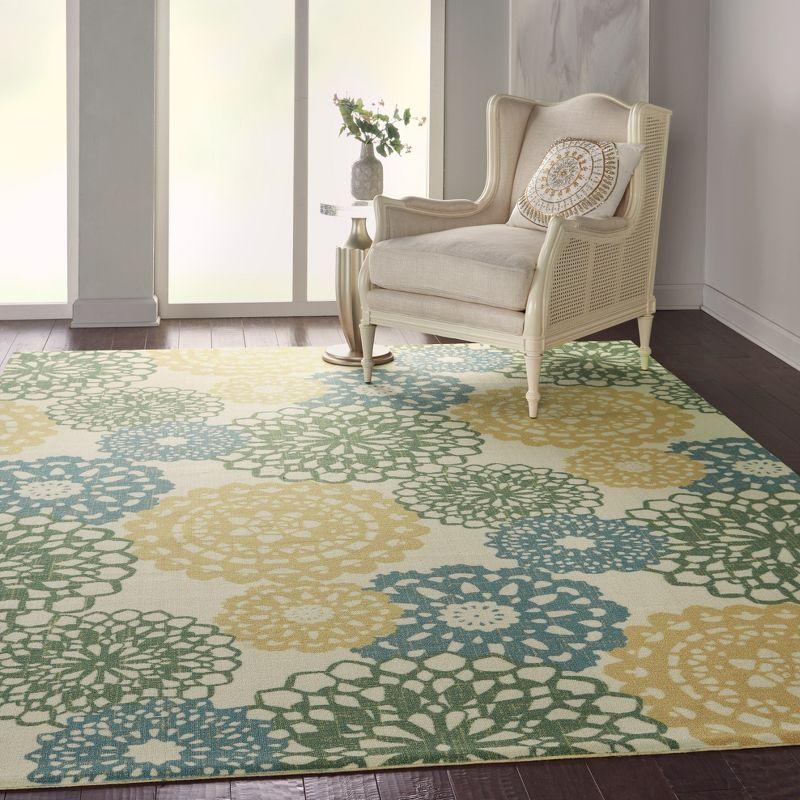 Ivory Gold Rectangular Synthetic Easy Care Area Rug 7'9" x 10'10"