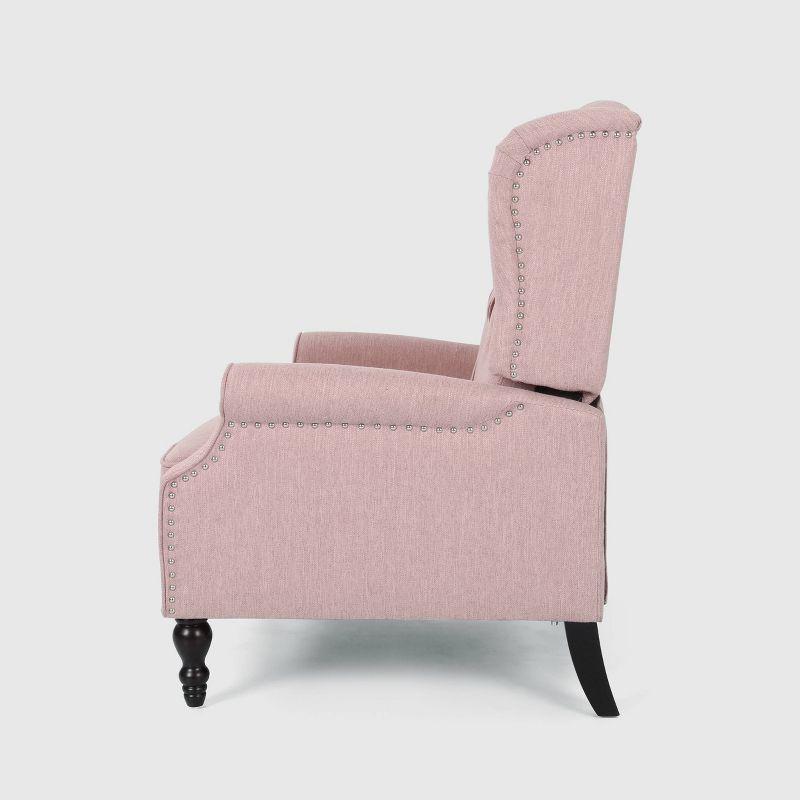 Appaloosa Oversized Wingback Press-Back Recliner Pink - Christopher Knight Home: Chic Tufted, Nailhead Trim, Polyester Upholstery