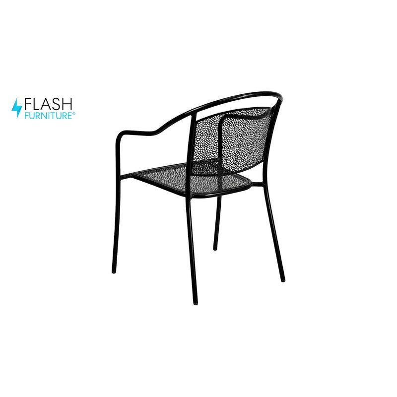 Sky Blue Metal Rain Flower Design Outdoor Dining Chair